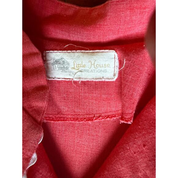 Vintage 70’s Little House Creation Red White Appliqué Whimsy Blouse Large Hippie - Picture 5 of 6